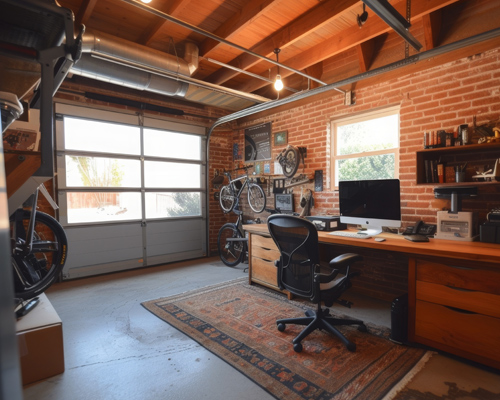 Garage converted into home office